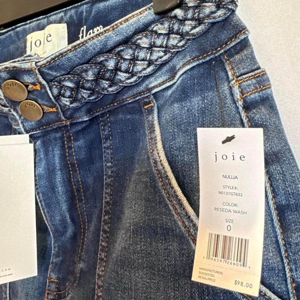 Joie NWT low rise Women Junior Jeans Woven detail waist Size 0 Style Nullia - Picture 4 of 8